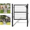 Aopunly - Cancello da giardino in metallo 100x100 cm, porta da giardino in acciaio zincato a tubo quadrato grigio, con maniglia, serratura e 3 chiavi, robusto cancello da cortile per recinzione da