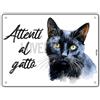 Lovelytiles Cartello Attenti Al Gatto 15 X 20 Cm,Facile da installare, per Uso Interno o Esterno,Resistente UV,Resistente alle intemperie, Decorazioni Per La Casa