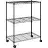 vidaXL Scaffale a 3 Livelli con Ruote 60x35x81 cm Nero 150 kg