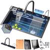 Earnmore Set Lavello Da Cucina Lavello A Cascata Nano Raindance In Acciaio Inossidabile 304 Lavello Per La Casa Lavello Per Verdure Lavello Singolo Supporto Per Postazione Di Lavoro Lavello A Nido D'ape (Colo