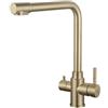 XJTNLB Rubinetto Lavello Cucina 3 Vie Acciaio Inox Miscelatore Cucina Dorato Spazzolato con Beccuccio Girevole a 360 ° Rubinetto Depuratore Acqua