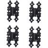 PuntoLuceLed 4 Pezzi Cerniere Rustiche Decorative effetto ferro battuto Nero - Stile Arte Povera per mobili, ante e porte in legno