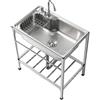 MiaJJooLi Lavatoio in Acciaio Inox 304 Vasca singola 71x45x85cm,Lavello da cucina indipendente in acciaio inox per esterni,per ristorante,giardino, officina, lavanderia,Scaffale di stoccaggio