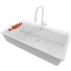 PRIMAGRAN Lavandino Angolare Tutto Bianco 88x50cm, Lavello in Granito a 1 vasca + Rubinetto 38x14cm + Set di accessori, Lavabo da Cucina Incasso al Mobile 90cm - Oslo 90 Top S692