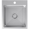 VBChome Lavello da incasso in acciaio inox spazzolato, 40 x 45 cm, con foro per rubinetto, in acciaio inox spazzolato, 40 x 45 cm