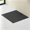 doporro Piatto Doccia Rettangolare 100x140 cm in Resina Minerale Antracito Effetto Pietra, Ultrasottile H 3 cm, Scarico Laterale con Piletta Inclusa - Geoma07