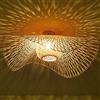 FUMIMID Lampada Da Soffitto in Rattan Bambù Naturale Plafoniera Retrò E27 Paralume Vintage Intrecciato A Mano Sala Da Pranzo Camera Da Letto Soggiorno Illuminazione Cucina Lampadario Decorativo Ufficio,65cm