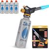 Z.M.C Bruciatore a gas 1,3 kW + 4x cartucce a gas da 227 g, bruciatore flambé, temperatura fino a 1300 °C, bruciatore Bunsen bruciatore per saldatura con accensione piezoelettrica, bruciatore da