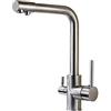 ZPSPZ Rubinetto Cucina 3 Vie Miscelatore Cucina Girevole A 360 ° Ottone Resistente Caldo e Freddo Acqua Acqua Potabile Foro Singolo Rubinetto da Cucina-Spazzolato
