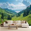 Generico Carta da Parati Fotografica Montagne Fiumi Praterie Foreste 250x175 cm Non Tessuto Opaco Effetti 3D Murale Moderna Poster Decor da Parete Per Soggiorno Ufficio Camera dei Bambini Muro di Sfondo