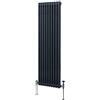 Monster Shop Radiatore Termosifone a 2 Colonne 1800mm x 472mm Moderno Centralizzato Grigio Antracite in Acciaio Inox Verticale a Parete Cucina Soggiorno Bagno Kit di Fissaggio e Spazzola Inclusi