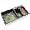 Wiyuer Lavello da cucina indipendente, 2 vasche in acciaio inox, 78 x 43 x 22 cm, in acciaio inox, con dispenser di sapone, per cucina e ristoranti