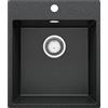 PRIMAGRAN Lavello da Cucina Grafite 43x50cm, Lavandino in Granito a 1 vasca + Sifone Classico, Lavabo da Cucina Incasso al Mobile 45cm - Riga S127