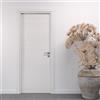 Porte Italiane, Porta Interna a Battente in Laminato High Density, Telaio in Legno e Coprifili Waterproof, con Serratura e Maniglia Hoppe Silver, 70x210 cm con Apertura DX, Colore Bianco Matrix