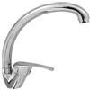 Vetrine inrete Vetrineinrete® Rubinetto da cucina a canna alta curva monocomando per lavello monoforo da lavandino orientabile miscelatore da lavandino in ottone cromato lucido 52932 M27