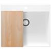 PRIMAGRAN Lavello da Cucina Bianco 58x50cm, Lavandino in Granito a 1 vasca + Sifone Classico + Tagliere, Lavabo da Cucina Incasso al Mobile 60cm - Riga S340