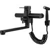 MINRS Rubinetto girevole a 360° da cucina, montaggio a parete, in acciaio inox, nero, galvanizzazione, rubinetto da cucina, miscelatore monocomando a freddo e caldo