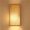 FUMIMID Applique Da Parete in Rattan Bambù Naturale Paralume in Legno Lanterna Rustica Soggiorno Sala Da Pranzo Camera Da Letto Decorazione Senza Lampadina (E27 * 2),A