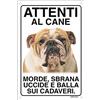Lovelytiles BULLDOG INGLESE Attenti al cane morde sbrana uccide e balla sui cadaveri (15X20)