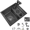 PEBFHSQW Impianti Lavello Nascosto Per Cucina Da Bar RV Lavello Piccolo In Acciaio Inox Con Coperchio Rubinetto Di Sollevamento Sifone Esterno Verdure E Lavaggio Mani Con Balcone Studio cucina