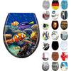 LARS360 Copriwater per Sedile WC, Sedile del Water, Forma Ovale Antibatterico Coperchio Toilet con Chiusura Ammortizzata (Vita Marina)