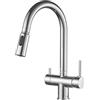 XJTNLB Rubinetto Cucina 3 Vie con Doccetta Estraibile Miscelatore Cucina Cromato con Doppio Manopole Rubinetto Depuratore Acqua 3 Vie