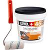 LEVEL PLUS LEVEL+ Colore tetto 1,5 kg grigio pietra, colore base, vernice per tetto, ristrutturazione del tetto, membrana polimerica flessibile, resistente alle intemperie + rullo da 10 cm in microfibra con