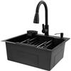 KigerNee Lavello da cucina 45 x 50 cm, lavello da cucina in acciaio inox, lavabo integrato, allungabile a 360°, con lavello + cestello di scarico + dispenser di sapone per lavello cucina, sottopiano lavello