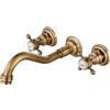 Midanya Rubinetto per lavabo da parete con 3 fori e 2 pomelli a croce Rubinetto per lavabo da parete diffuso Ottone anticato.