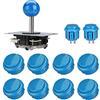 SagaSave Arcade Games Kit di parti fai da te, kit per controller di gioco per PC con 1 joystick arcade 10 pulsanti arcade - blu