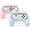 GeekShare Switch Joy Con Grip, controller resistente all'usura, confezione da 2 supporti Comfort Joy Con per Switch modello OLED con 2 impugnature per pollice, rosa e blu
