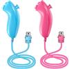 NC Nunchuck Controller Joystick Gamepad di ricambio per controller wii Nunchuck, compatibile con Nintendo Wii e Wii U videogiochi (rosa e blu