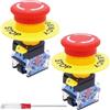 HAAMNING7 Interruttore a pulsante di arresto di emergenza da 22 mm 2 NC 10 A 440 V Fungo rosso con bloccaggio per barca, nave, camion, casa, attrezzature industriali, attrezzature mediche