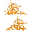 Pimastickerslab Kit 2 Adesivi Rosa dei Venti Adventure Avventura Offroad Auto Camper Decalcomanie Scegli Colore e Misura -cod. 1654- (037 Arancio Fluo, cm 25 x 16 cad.)