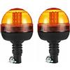 Generic Coppia 40 LED Arancio Rotante E9 12-24V IP56 Omologato Base Flessibile Lampeggiante LED Trattore