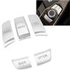 HIBEYO Adesivo per tasti multimediali per auto, adatto per BMW Serie 1, 2, 3, 4, 5, 7, Xer Multimedia Button Cover per telaio, adesivo iDrive Knob Trim, rivestimento interno a 5 tasti