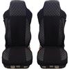Generic Coprisedili per camion progettati per adattarsi a MAN TGX TGA TGS TGA TGA velluto nero ed ecopelle con fili blu