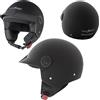 A-Pro Piconet Casco Jet Frontino Moto Scooter Quad Custom Nero Opaco ECE 22-06 TAGLIA L