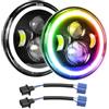 PICAA 2x Rotonda 7 Pollici Faro a LED, 50W 5000 LM RGB+Bianco 4 Modalità di Illuminazione DRL Hi Lo Beam, Luci Fuoristrada per Wrangler JK TJ LJ CJ Hummber H1 H2