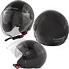 A-Pro Jet Casco Scooter Moto Parasole Visiera Lunga ECE 22 06 Certificato A-Pro Nero S