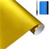 NewL 5cm x 900cm Oro Spazzolato Acciaio Inox Metallico Vinile Foil Film Matt Spazzolato Cromo Auto Wrapping Foil Foglio adesivo per Mobili Laptop Motore (Oro)