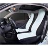 Rebeca Shop® Coprisedili Anteriori compatibili per Smart fortwo, prima, seconda e terza serie, W450 W451 W453, Set di 2 foderine banda centrale colorata (Bianco/Nero, Smart Fortwo)