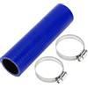 A ABSOPRO 1 Set 32mm/1.26 ID 150mm/5.91 Lunghezza 0 Gradi Nero Blu Tubo in Silicone per Auto con Morsetti Tubo del Refrigerante Universale