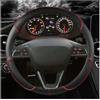 Mcrnwbip Coprivolante Auto Per Seat Per Tarraco Per Arona Per Ateca Per Ibiza Per Toledo Per Mii Per Leon Per Arosa Per Exeo ST FR Coprivolante Auto Copri Volante(Black Red)