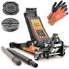 Sellnet Verda SN3065 - Cric idraulico 3T, 80-465 mm + 2 gommini + guanti di montaggio, cric piatto con sistema a doppia pompa, profondo per auto, doppio pistone professionale