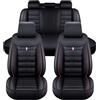 MYMOMS Set coprisedili per auto per Chery Jaecoo J7 2023 2024, accessori interni antigraffio con protezione completamente circondata in pelle PU,Black