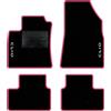 QUEMAR Tappetini Auto compatibili con Renault Clio V anche Hybrid dal 2019/ Kit Tappeti Moquette e Gomma su Misura (Set 2 Anter.+ 2 Poster.)/ Ricami e Colori Personalizzati (2 Ricami, Bordo Rosa)