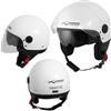 A-Pro Casco Jet Scooter Moto ECE 22-06 Doppia Visiera Parasole Bianco L
