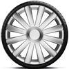 Hongu Copricerchi borchie coppa ruote 4 Racing da 14 pollici argento auto machina copriruota Monza