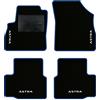QUEMAR Tappetini Auto per Opel Astra K, Bordo Blu, 4 Ricami | 2015-2021 / Kit Tappeti Moquette e Gomma su Misura / Set 2 Anteriori + 2 Posteriori / Ricami e Colori Personalizzati